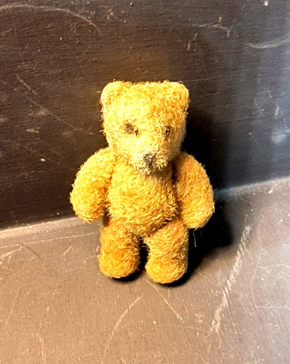 2157. Tiny Mini Jointed Fuzzy Brown Bear Positionable Moveable Vintage